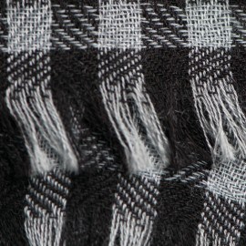 Smårutet pashmina sjal i grått og sort