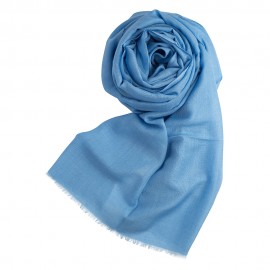 Himmelblått pashmina sjal i kasjmir og silke