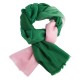 Tofarget pashmina skjerf i mørkegrønt og rosa