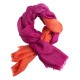 Tofarget pashmina skjerf i fuchsia og korallrødt