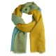 Storrutet sjal i sennepsgult og lyseblått