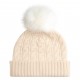 Off-white strikkelue i kasjmir med dusk