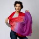 Tofarget pashmina sjal i fiolett og rødt