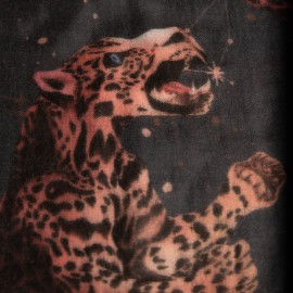 Kasjmirsjal med leopard og stjerneprint