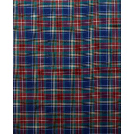 Bl&aring;tt skotskrutet sjal i kasjmir og silke