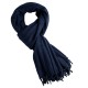 Indigo ribbestrikket skjerf i merino og kasjmir