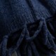 Indigo ribbestrikket skjerf i merino og kasjmir