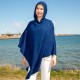 Bl[ kasjmir poncho med hette