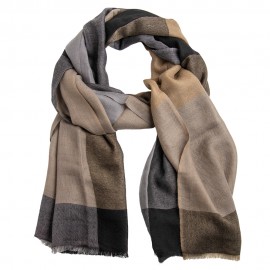 Rutet kasjmirskjerf i grått, sort og beige