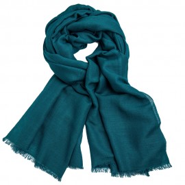 Petroleumsgrønt pashmina sjal i kasjmir/silke