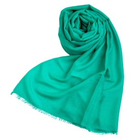 Sjøgrønt pashmina sjal i kasjmir og silke Sjøgrønt pashmina sjal i kasjmir og silke