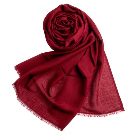 Plommefarget pashmina sjal i kasjmir og silke