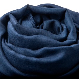 Ekstra stort cashmere/solke sjal i marineblå
