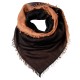 Kvadratisk skjerf i sort/mocca dip-dye