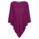 Plommefarget poncho i silke/kashmir