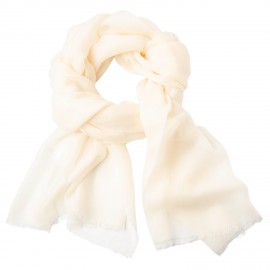 Hvitt pashmina skjerf i 2-ply kasjmirtwill