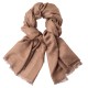 Beige jacquardvevd sjal i kasjmir/silke