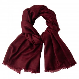 Rødbrunt jacquardvevd kashmirsjal