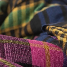 Svart rutete sjal i kasjmir og silke