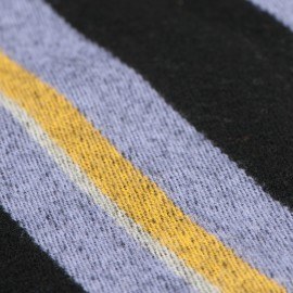 Skjerf med striper i sort, fiolett og gult