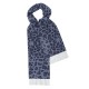 Mørkblått skjerf i lammeull leopardprint