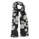 Sort skjerf med hvitt blomsterprint