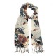 Ullskjerf med sort/brunt blomsterprint